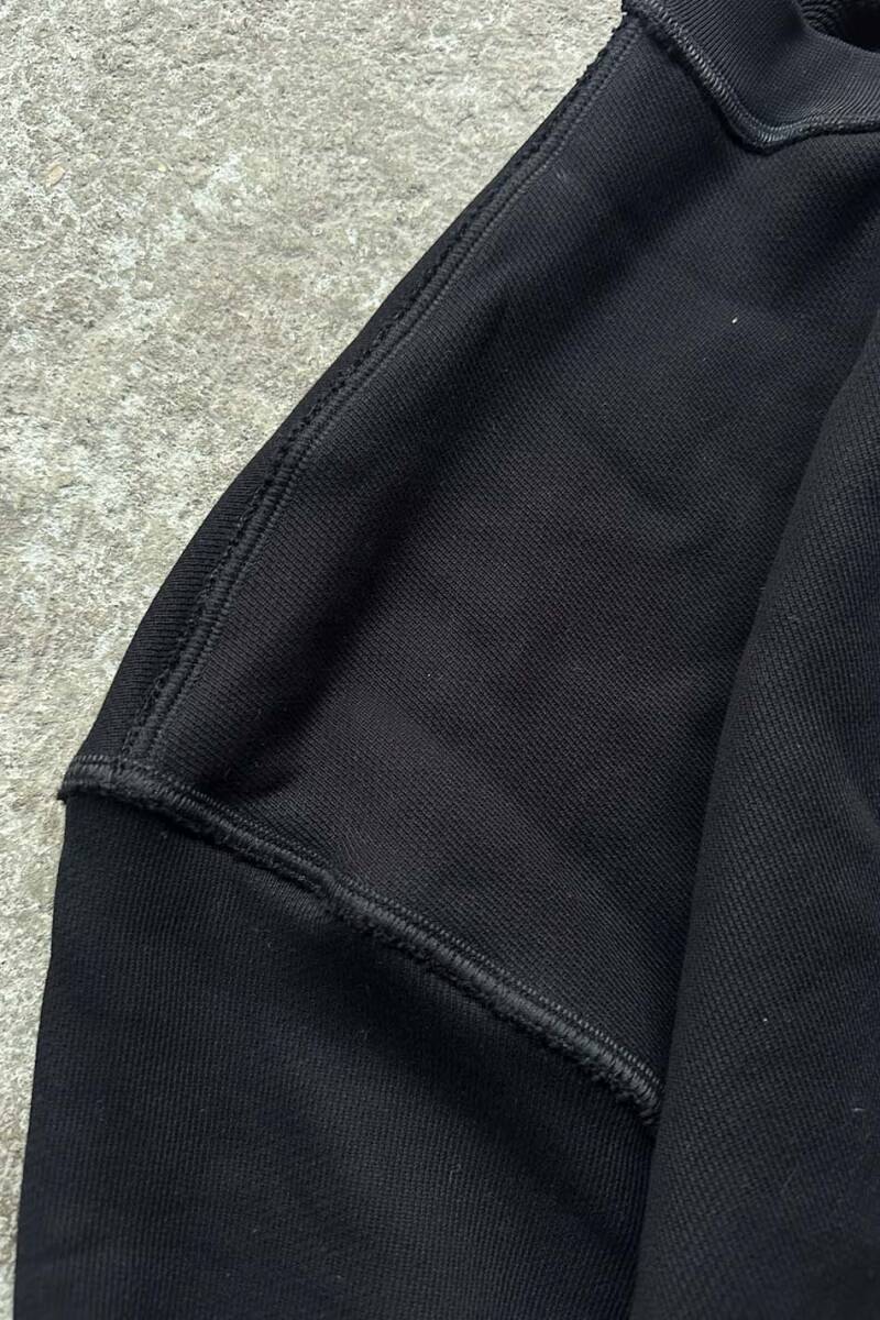 Siyah Heavyweight (550GSM) Ters Dikiş Detaylı Oversize Boxy Fit Hoodie - 2