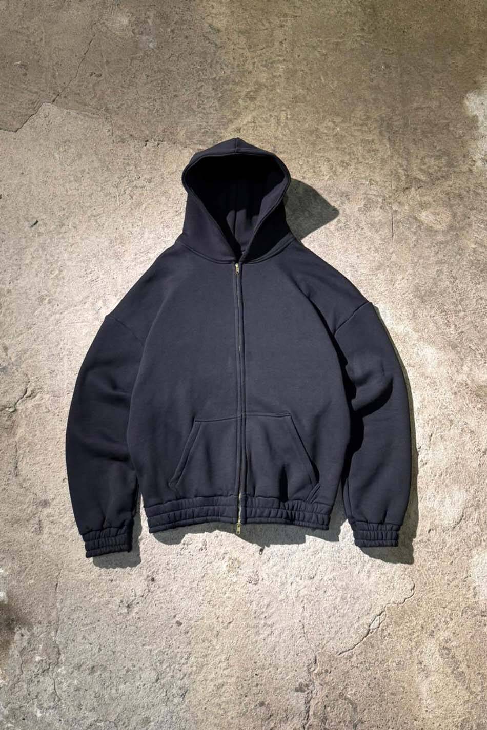 Siyah Heavyweight Oversize Boxy Fit Zip Hoodie - SOLDOUT