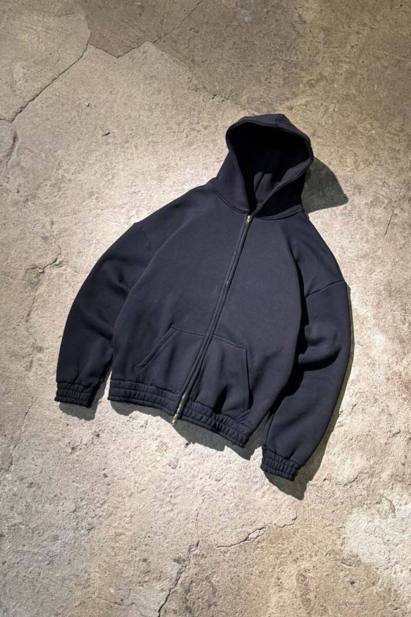Siyah Heavyweight Oversize Boxy Fit Zip Hoodie - 3