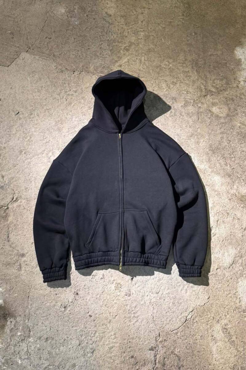 Siyah Heavyweight (550GSM) Oversize Boxy Fit Zip Hoodie 
