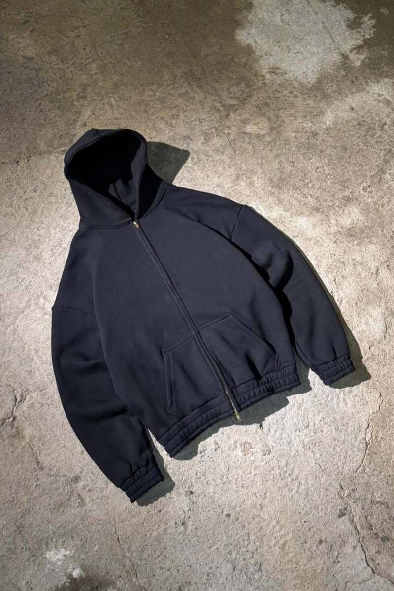 Siyah Heavyweight (550GSM) Oversize Boxy Fit Zip Hoodie - 4