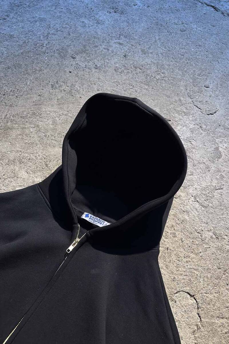 Siyah Heavyweight Oversize Boxy Fit Zip Hoodie V2 - 9