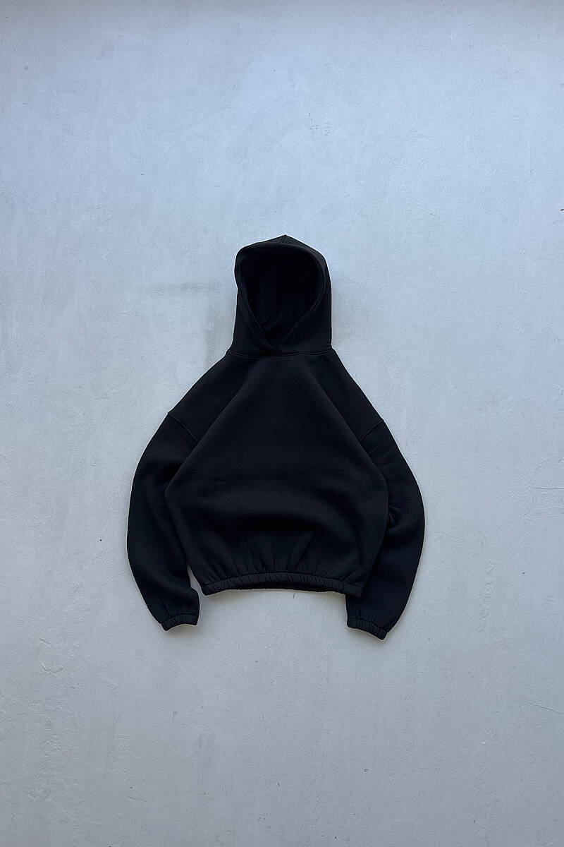 Siyah Oversize Boxy Fit Hoodie - SOLDOUT