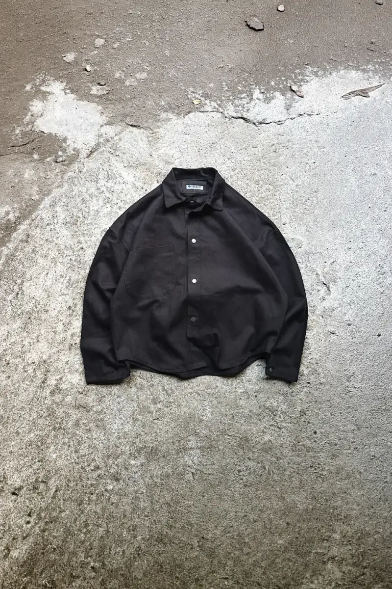 Siyah Oversize Gabardin Gömlek 