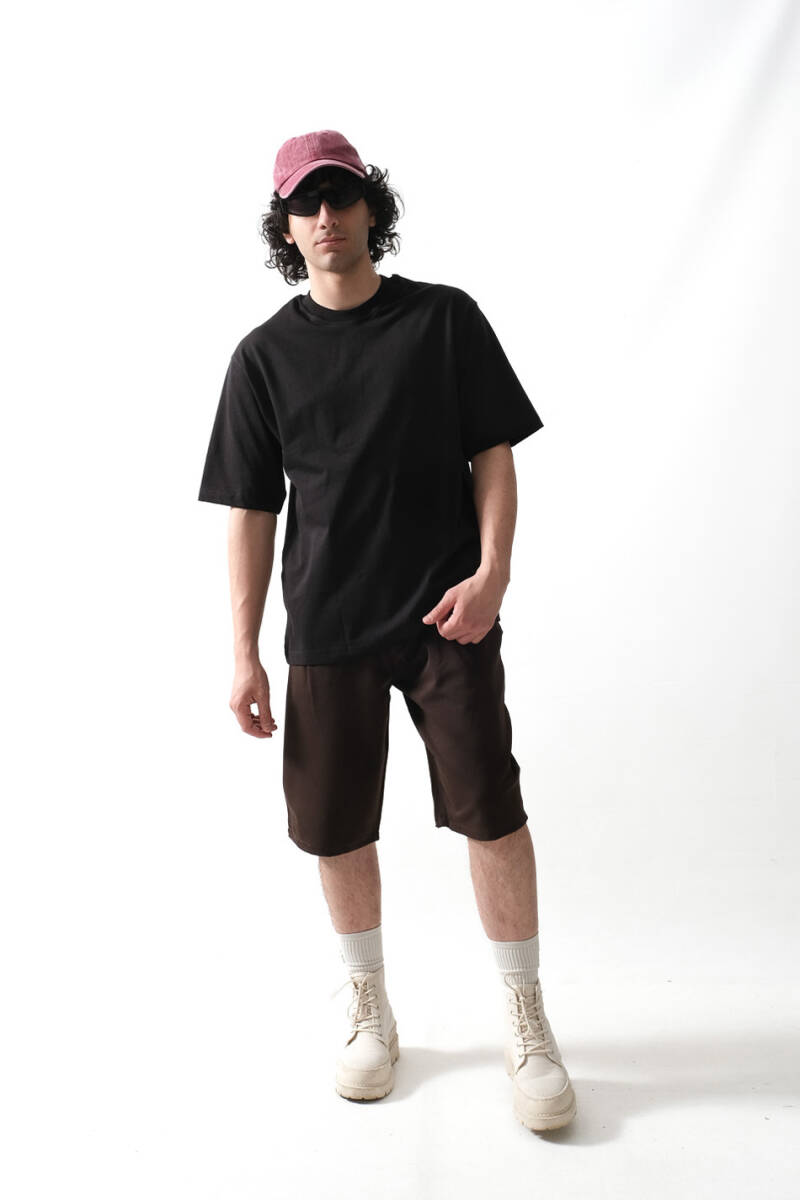 Siyah Oversize İnce Tişört - 3