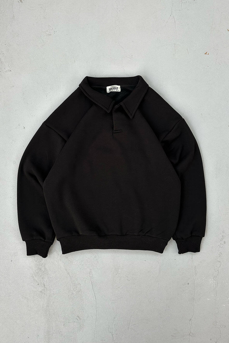 Siyah Polo Yaka Oversize Sweatshirt - SOLDOUT