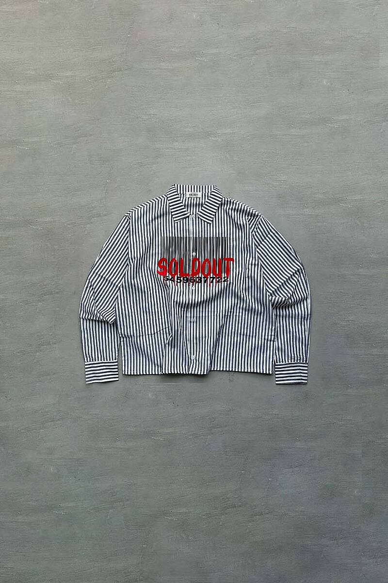 Soldout Barcode Antrasit Çizgili Boxy Fit Gömlek - SOLDOUT