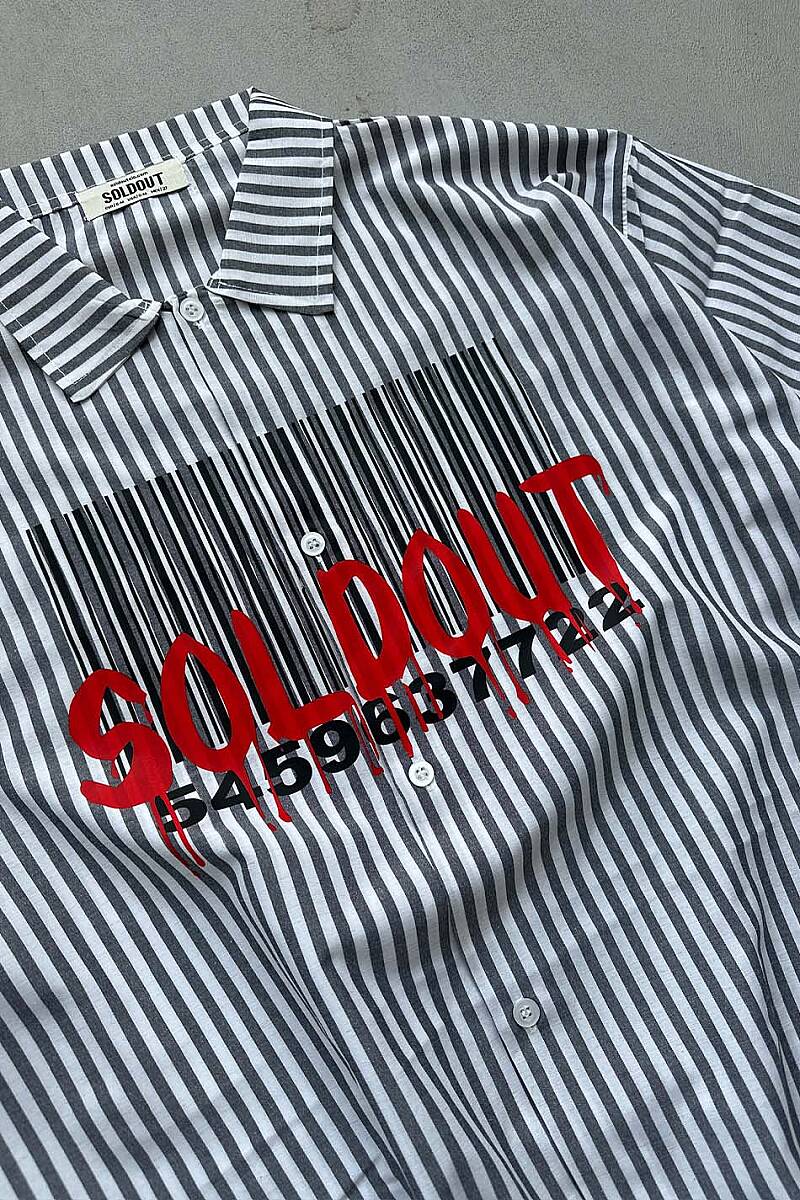 Soldout Barcode Antrasit Çizgili Boxy Fit Gömlek - SOLDOUT (1)