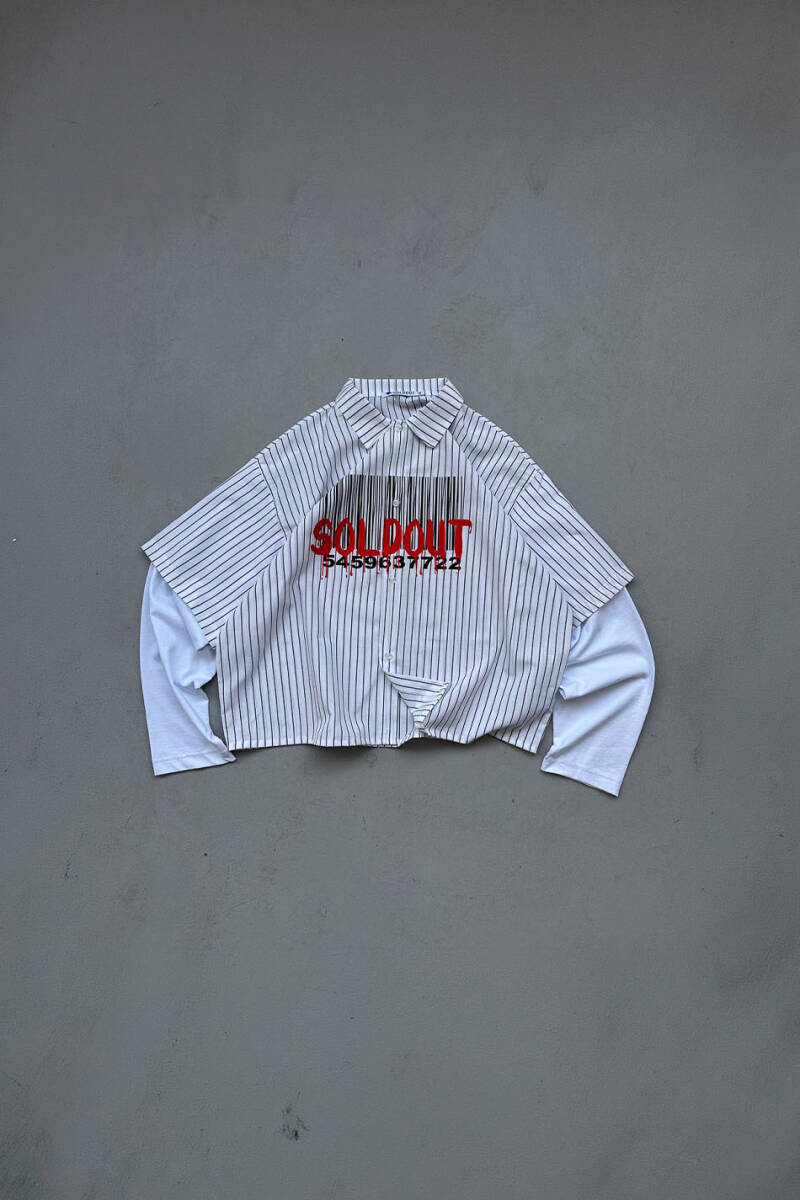 Soldout Barcode İnce Siyah Çizgili Layered Gömlek - SOLDOUT