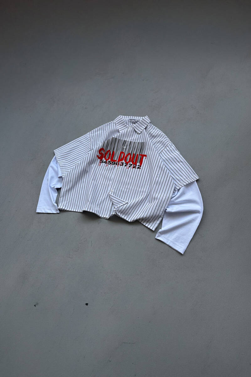 Soldout Barcode İnce Siyah Çizgili Layered Gömlek - 3
