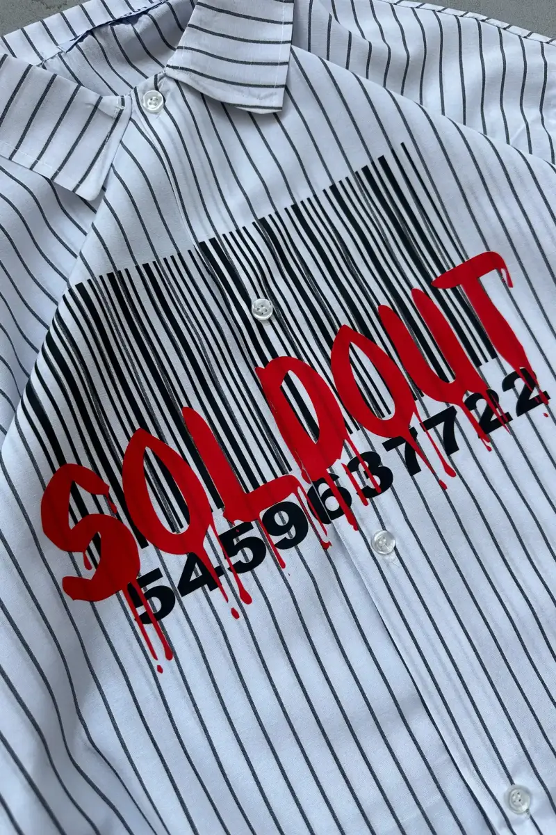 Soldout Barcode İnce Siyah Çizgili Layered Gömlek - 4