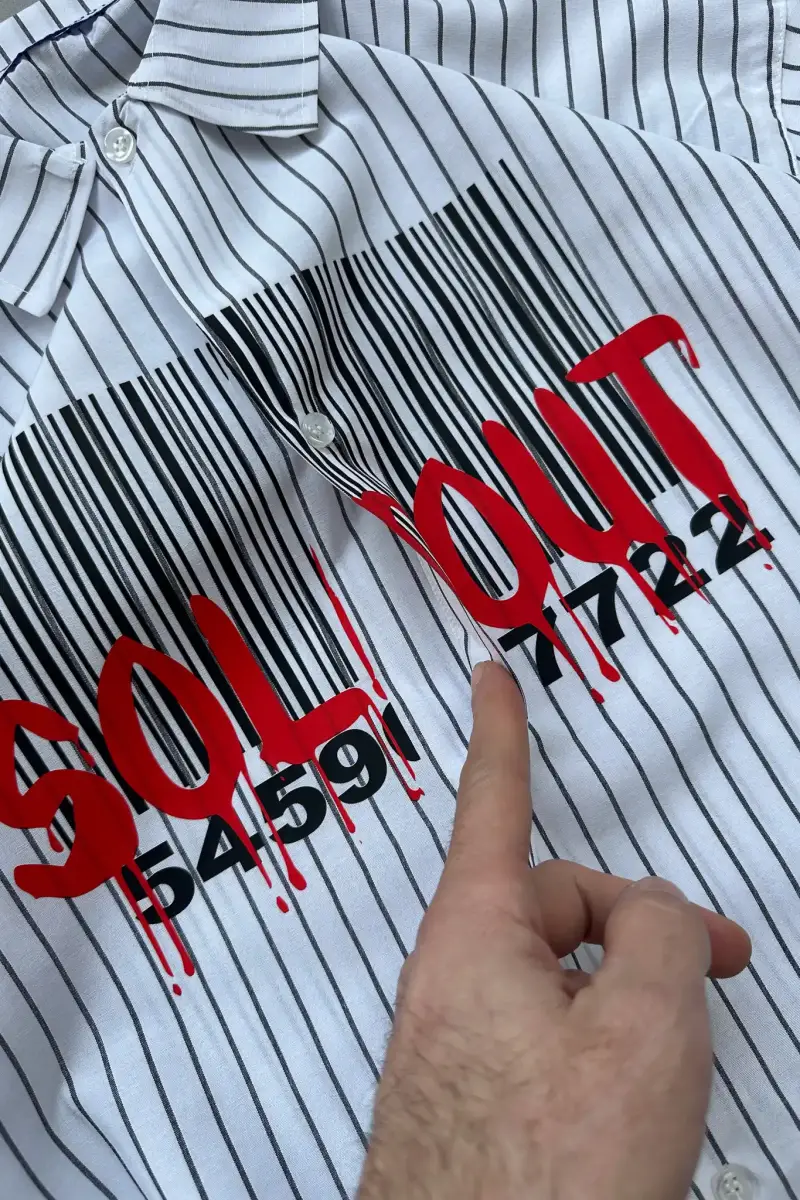 Soldout Barcode İnce Siyah Çizgili Layered Gömlek - 5