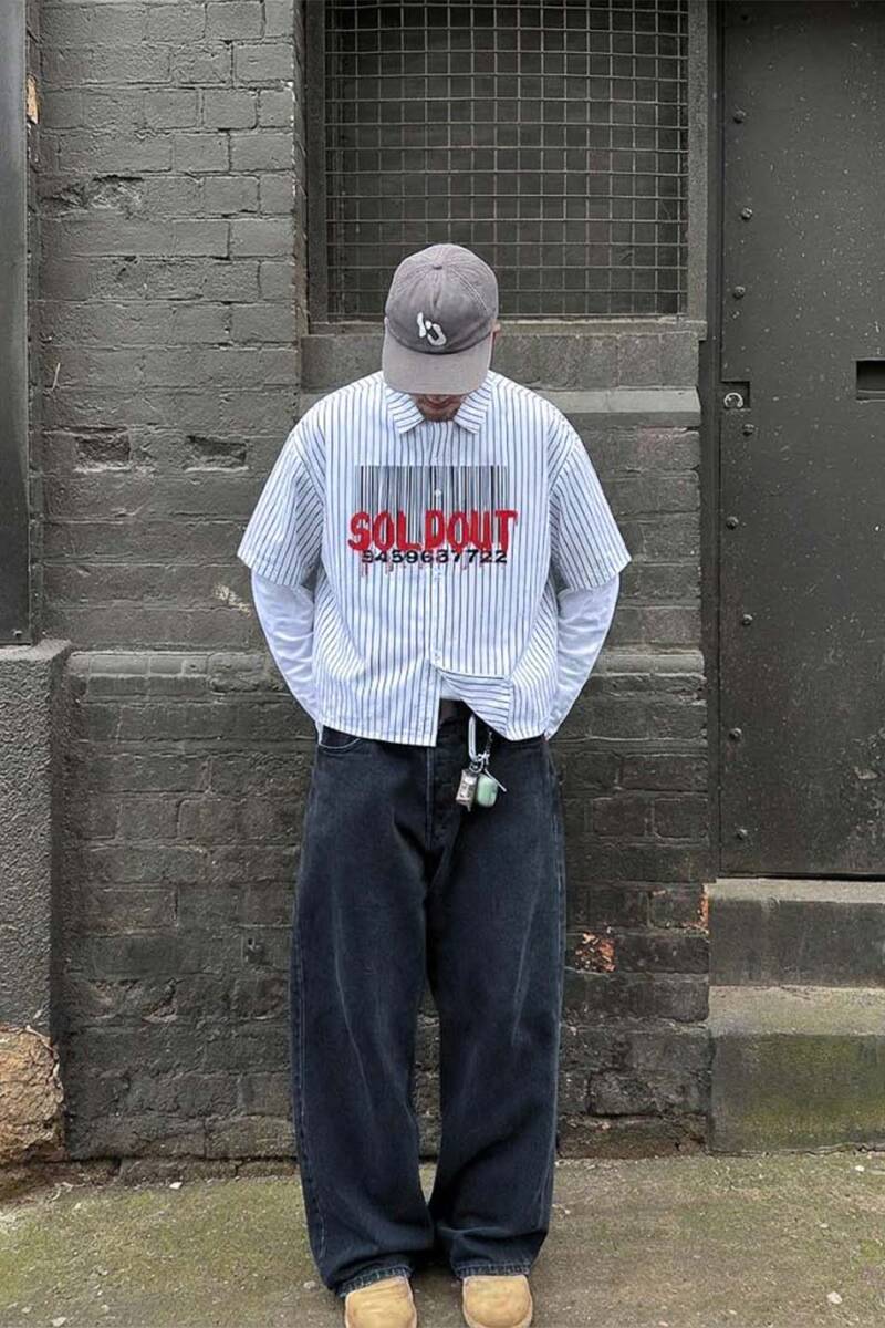Soldout Barcode İnce Siyah Çizgili Layered Gömlek - SOLDOUT (1)