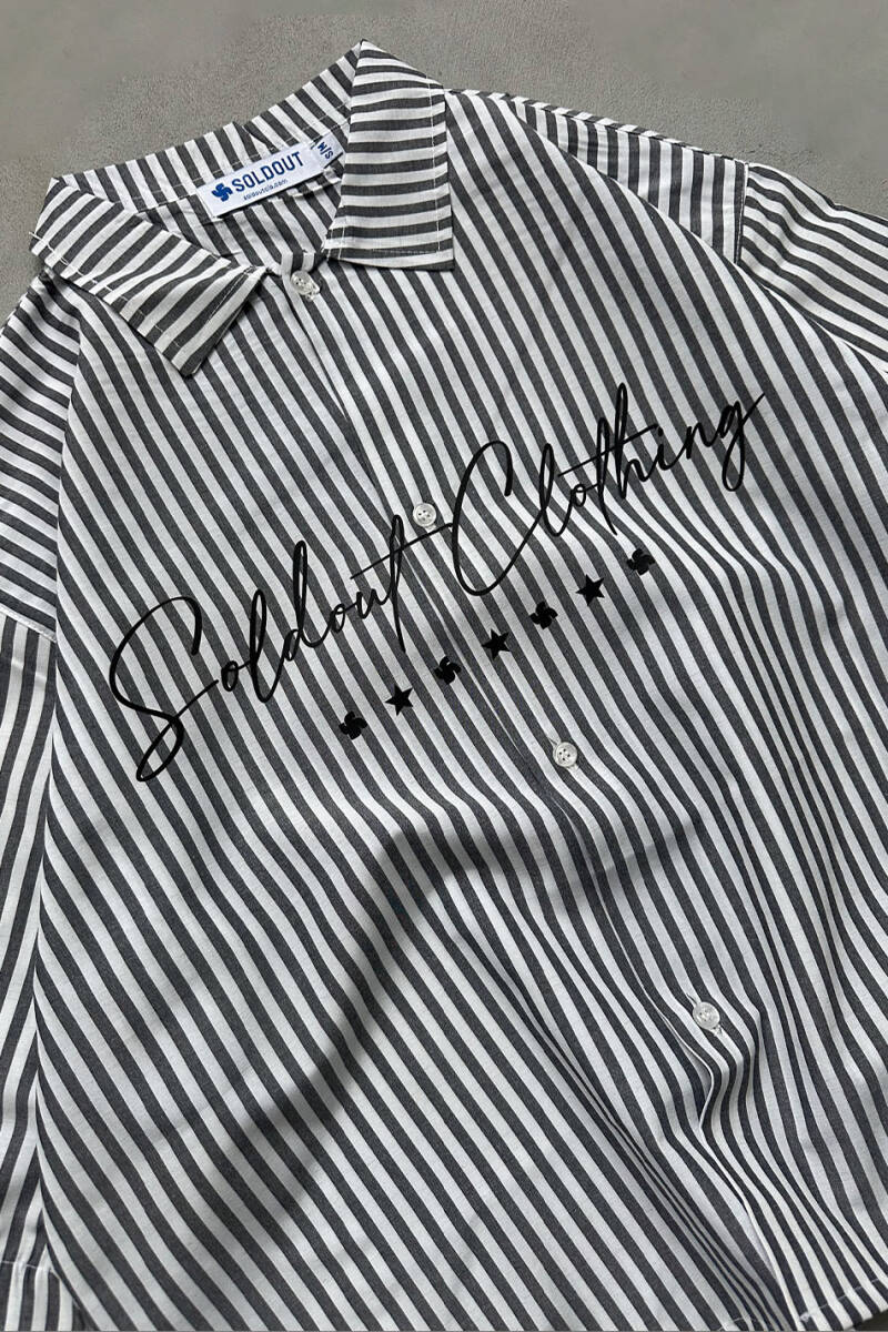 Soldout Clothing Antrasit Çizgili Boxy Fit Layered Gömlek - SOLDOUT (1)