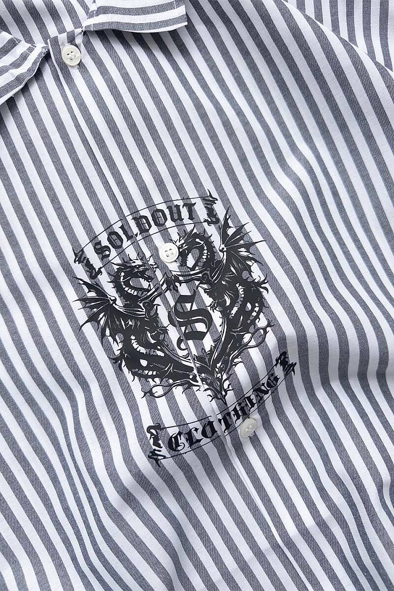 Soldout Dragon Antrasit Çizgili Boxy Fit Gömlek - SOLDOUT (1)