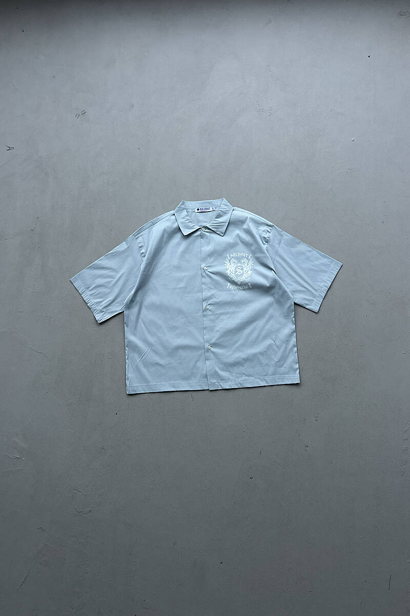 Soldout Dragon Bebek Mavisi Yarım Kol Boxy Fit Gömlek - 3
