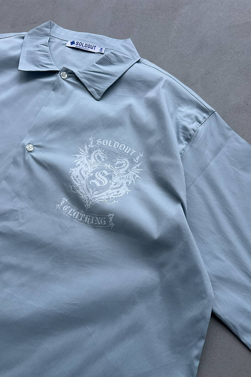 Soldout Dragon Bebek Mavisi Yarım Kol Boxy Fit Gömlek - SOLDOUT (1)