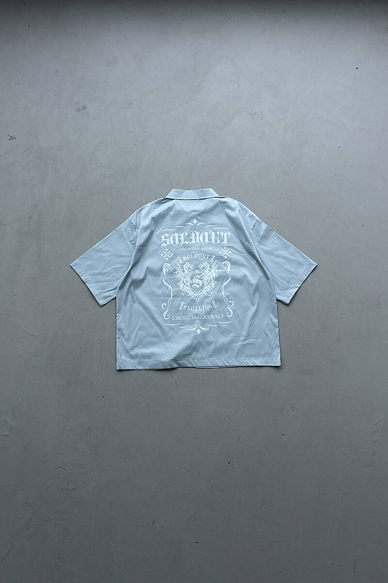 Soldout Dragon Bebek Mavisi Yarım Kol Boxy Fit Gömlek - SOLDOUT