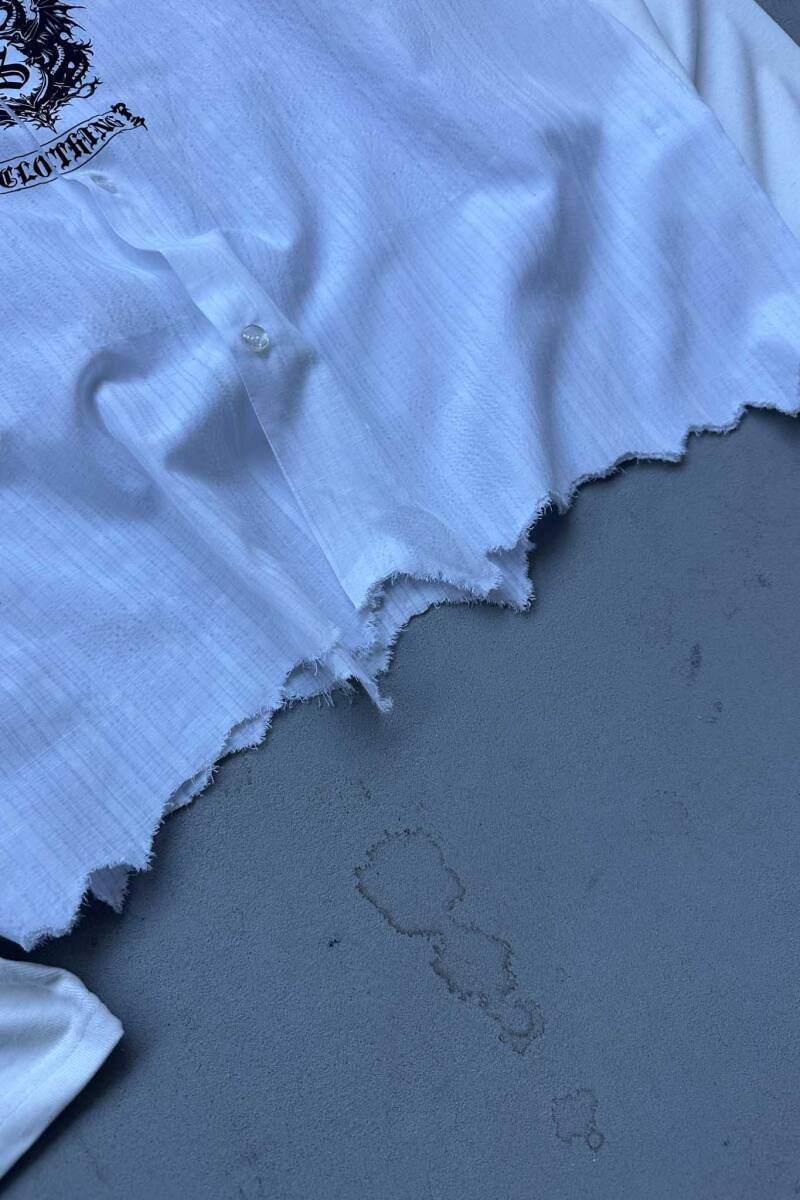 Soldout Dragon Çizgili Beyaz Distressed Gömlek - 4