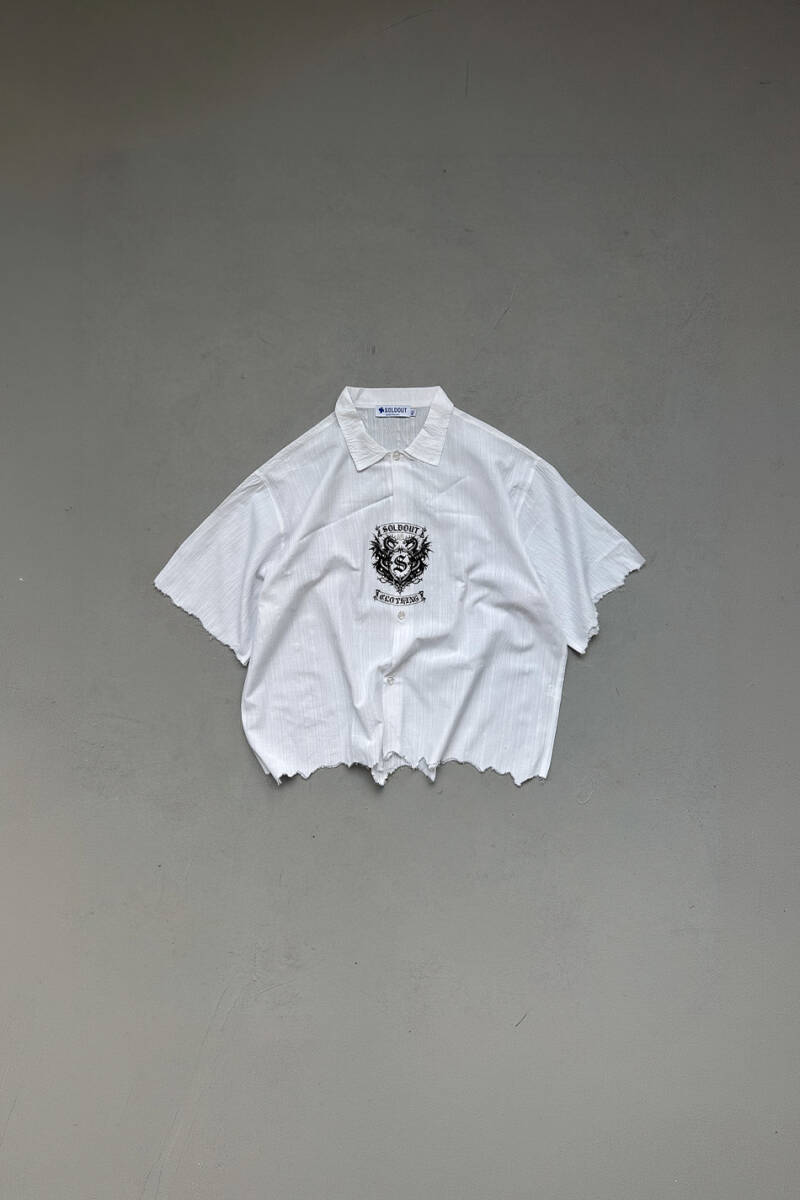 Soldout Dragon Çizgili Beyaz Distressed Gömlek - SOLDOUT