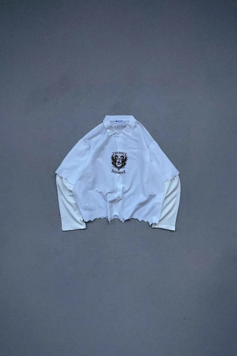 Soldout Dragon Çizgili Beyaz Layered Gömlek - 1