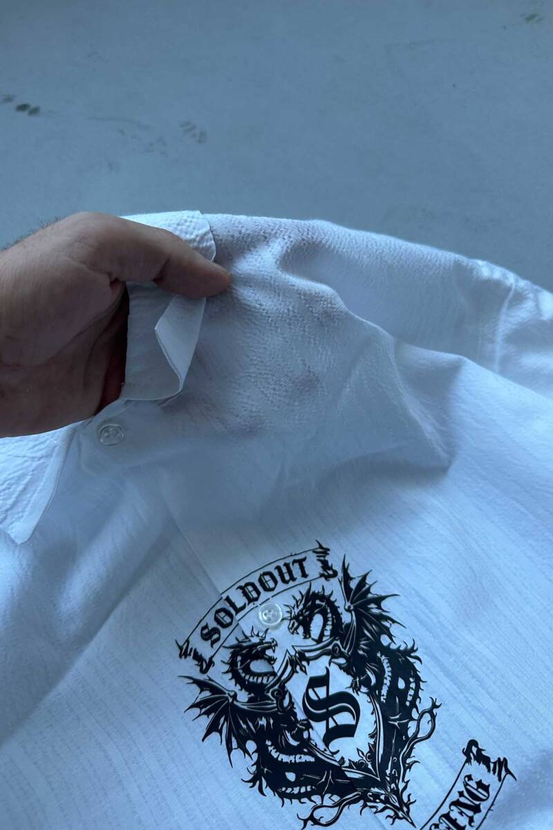 Soldout Dragon Çizgili Beyaz Layered Gömlek - 4
