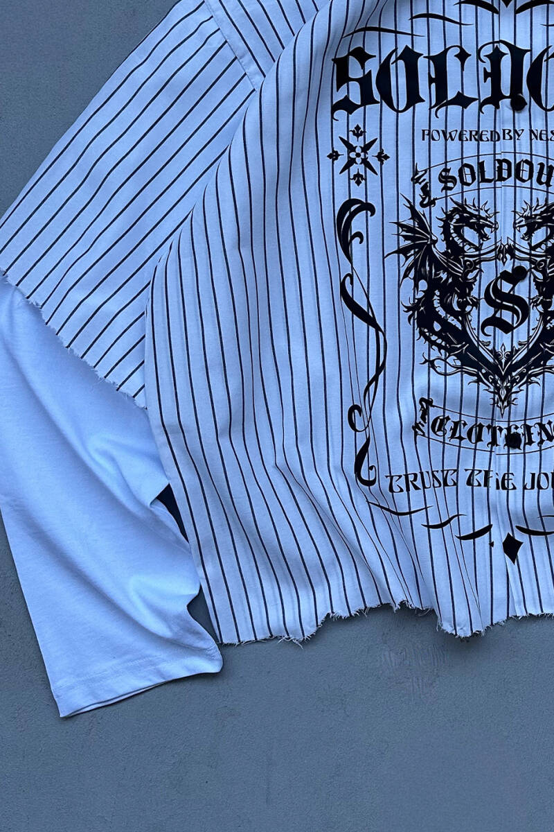 Soldout Dragon İnce Siyah Çizgili Layered Gömlek - SOLDOUT (1)