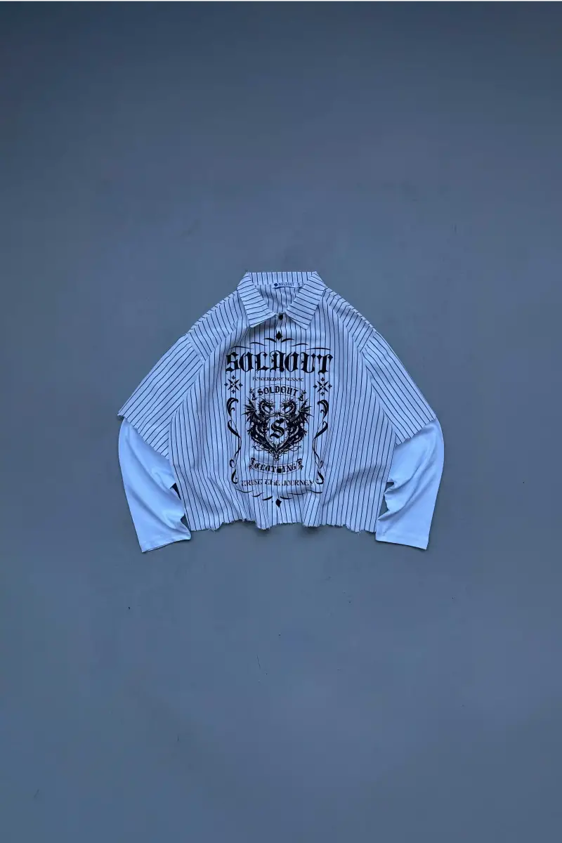 Soldout Dragon İnce Siyah Çizgili Layered Gömlek - 1