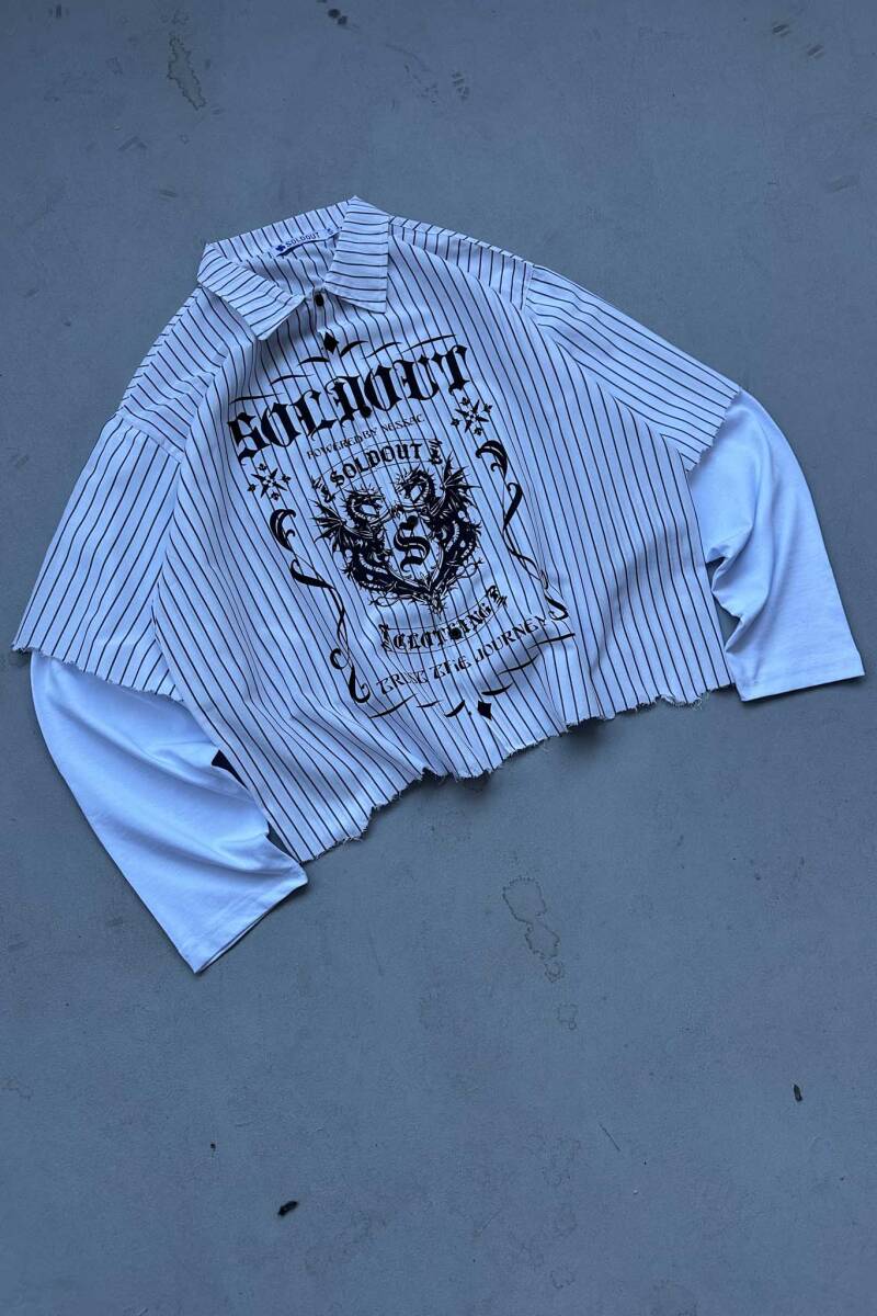 Soldout Dragon İnce Siyah Çizgili Layered Gömlek - 3
