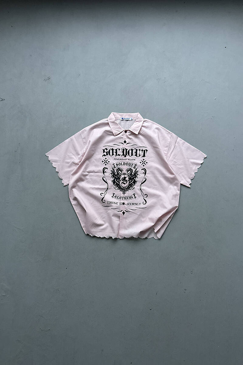 Soldout Dragon Pudra Distressed Boxy Fit Yarım Kol Gömlek - SOLDOUT