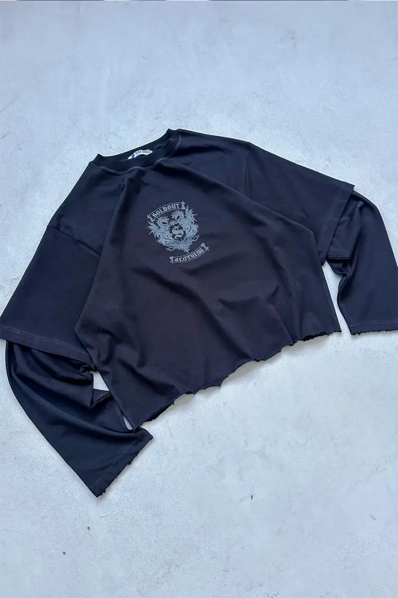 Soldout Dragon Siyah Layered Long Sleeve Tee - 3
