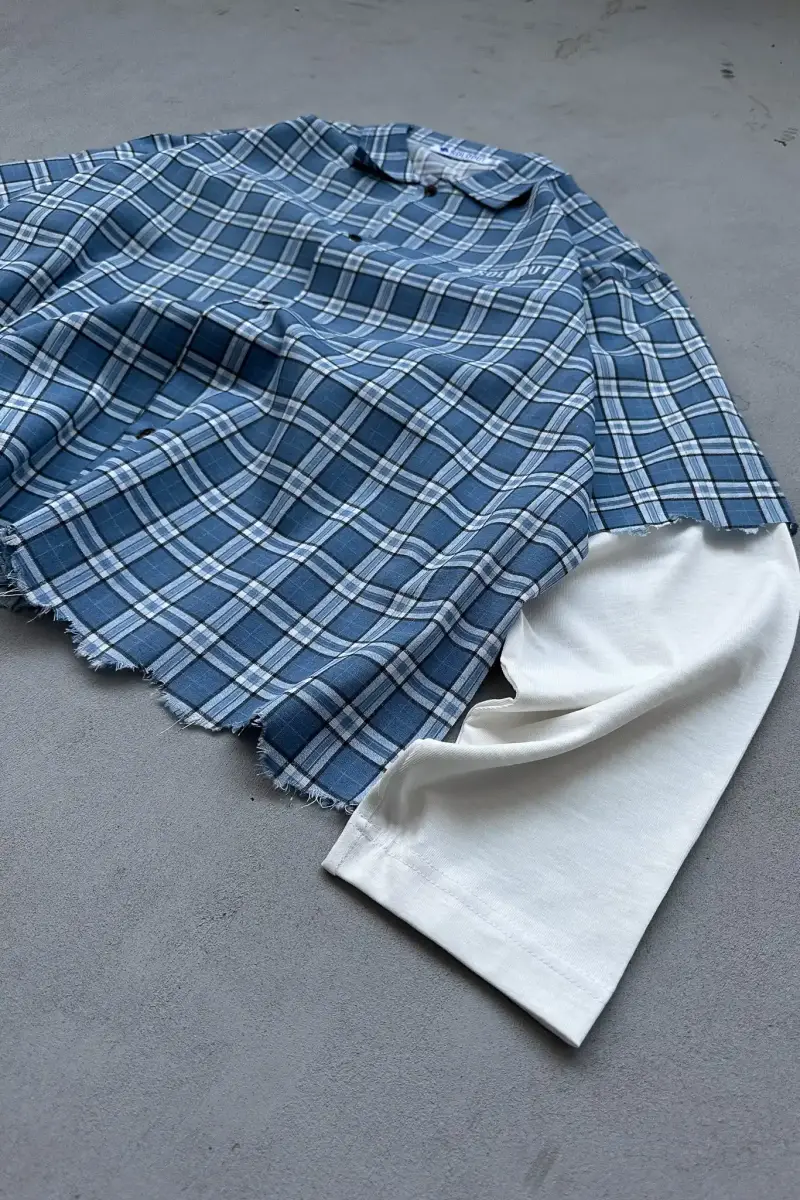 Soldout Signature Mavi Ekoseli Layered Gömlek - 9