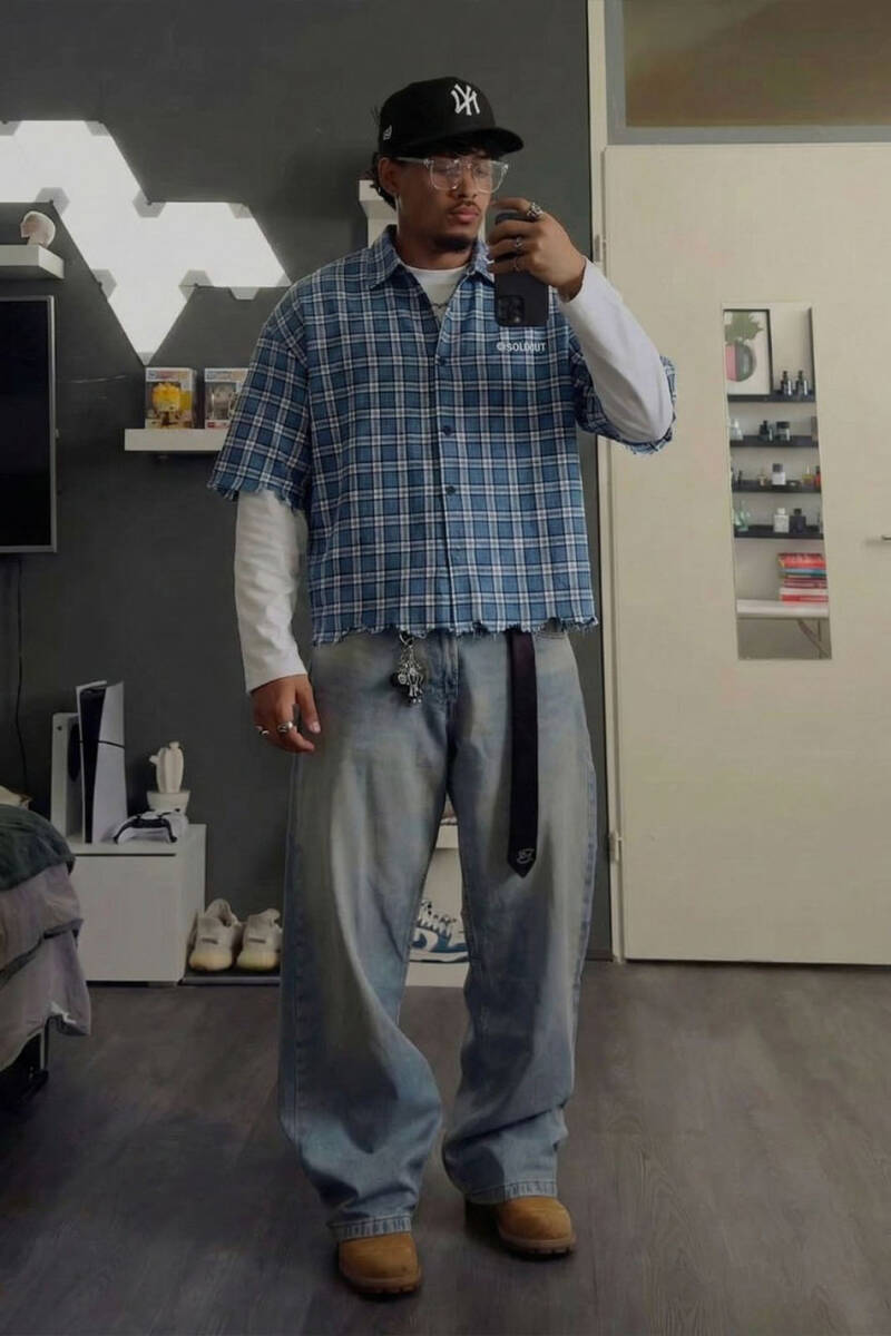 Soldout Signature Mavi Ekoseli Layered Gömlek - SOLDOUT (1)