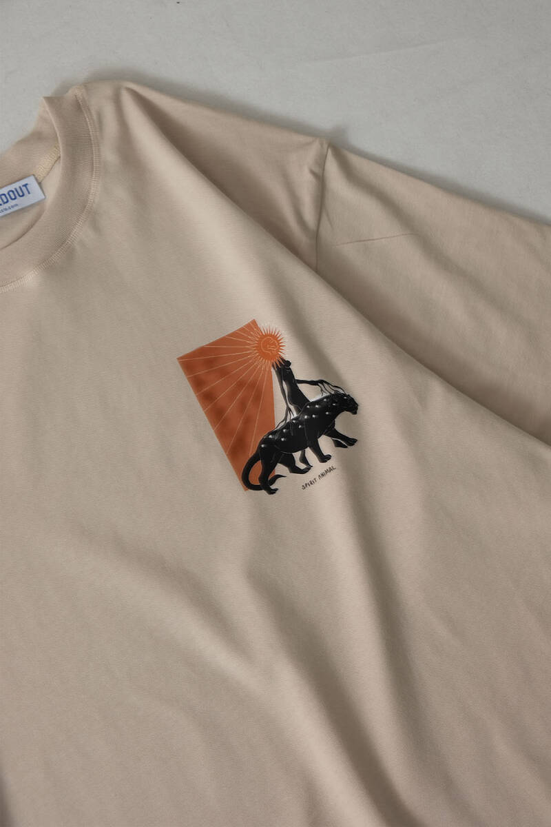 Sprit Animal Bej Oversize Tişört - 2