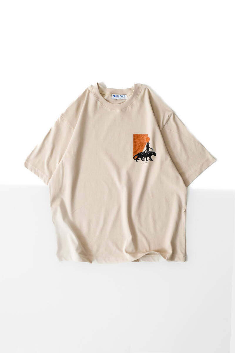Sprit Animal Bej Oversize Tişört - 1