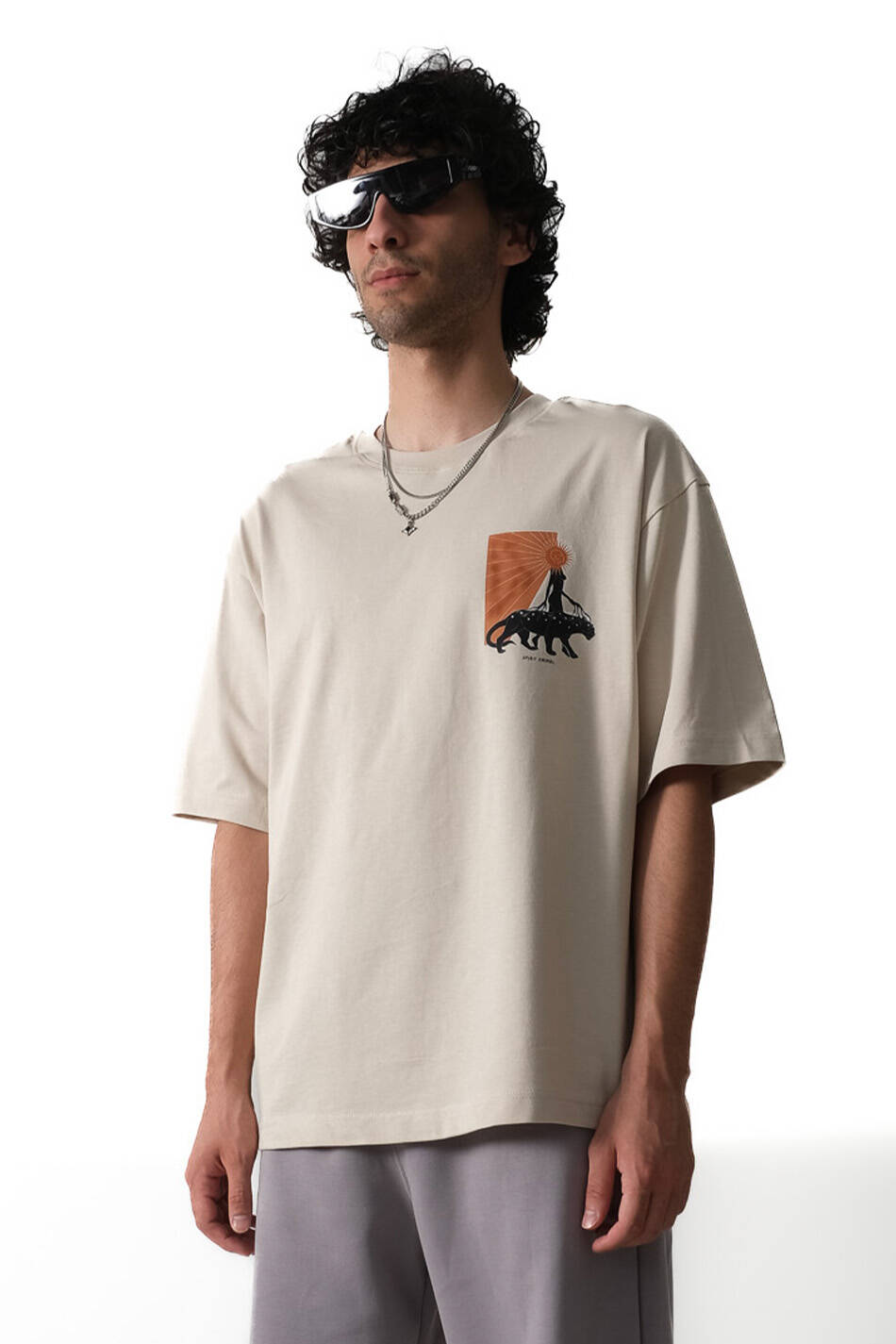 Spirit Animal Bej Oversize Tişört - SOLDOUT