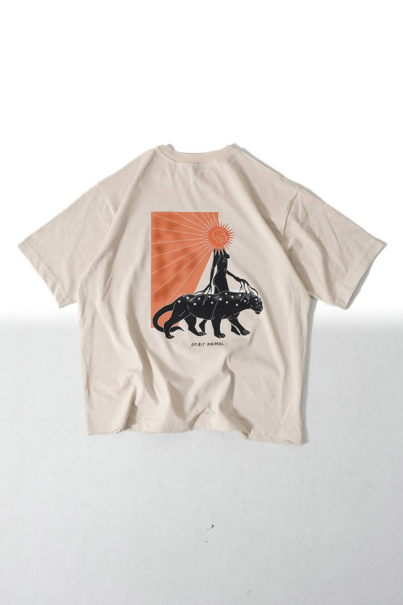 Sprit Animal Bej Oversize Tişört - 1