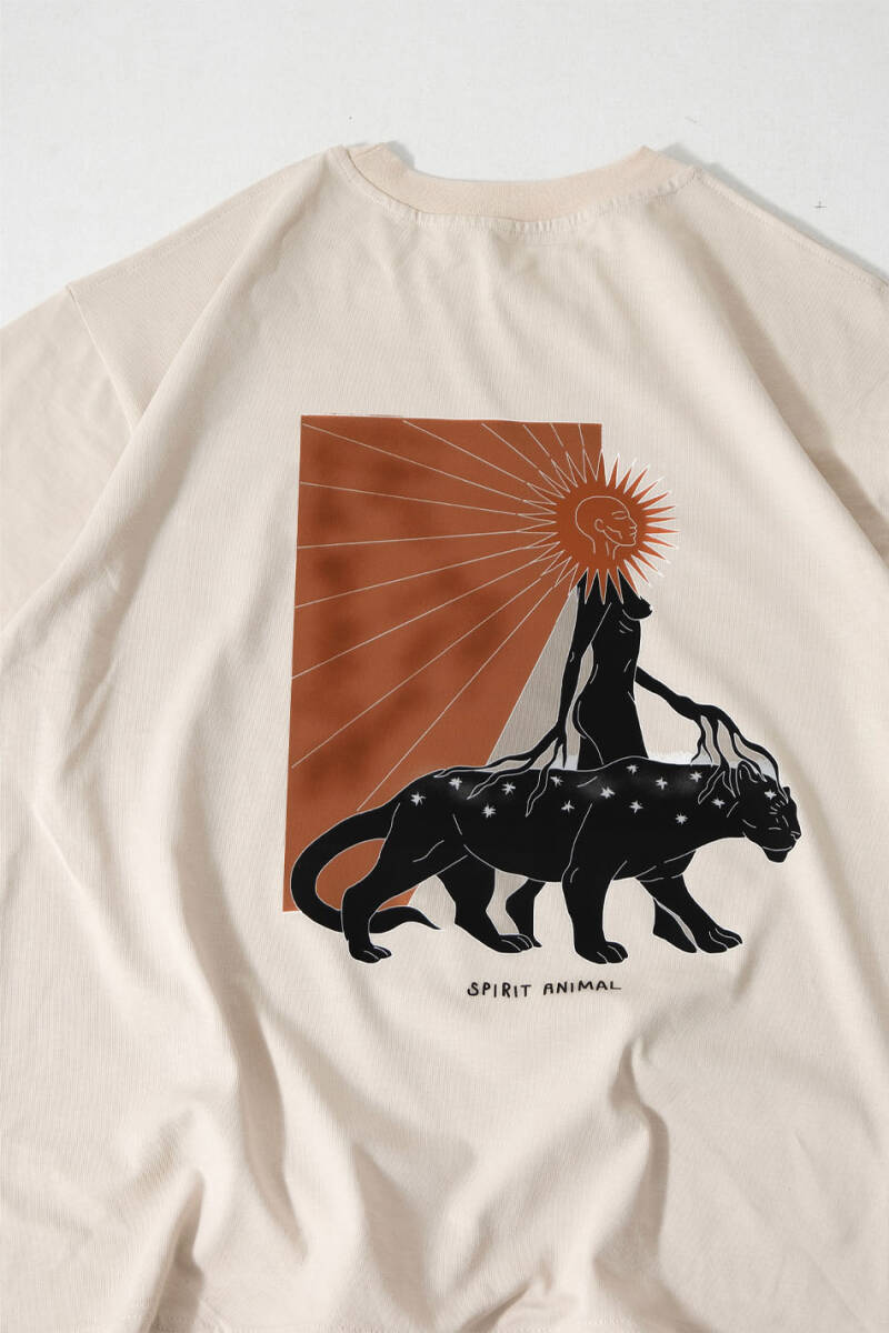 Sprit Animal Bej Oversize Tişört - 2