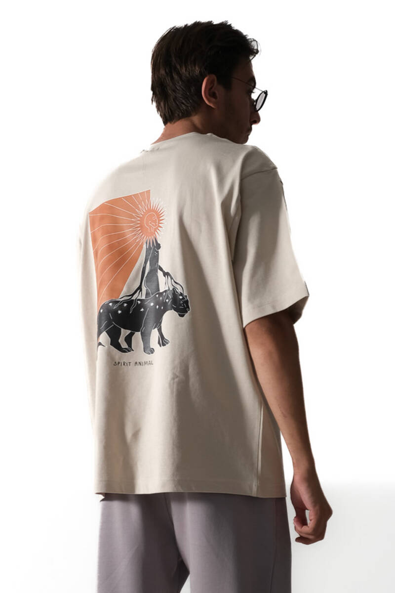 Spirit Animal Bej Oversize Tişört - 1