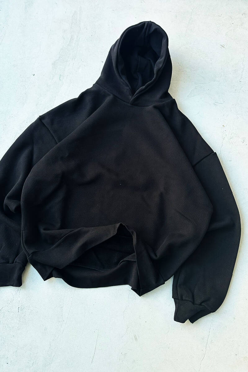 Tawakkul Siyah Heavyweight Oversize Boxy Fit Hoodie - 5