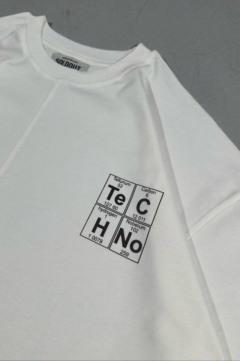 Techno Element Baskılı Dikiş Detaylı Oversize Tişört - 1
