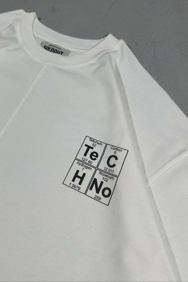 Techno Element Baskılı Dikiş Detaylı Oversize Tişört 