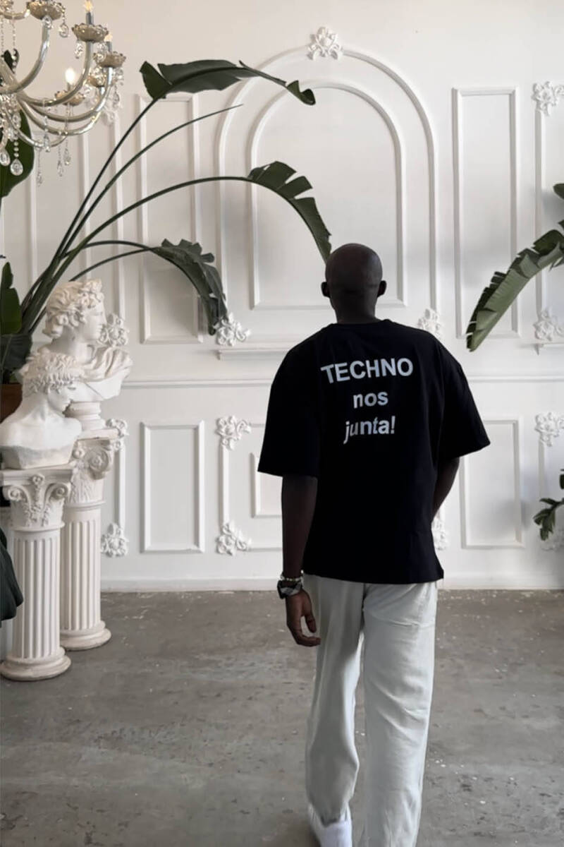 Techno Nos Baskılı Oversize Tişört - 3