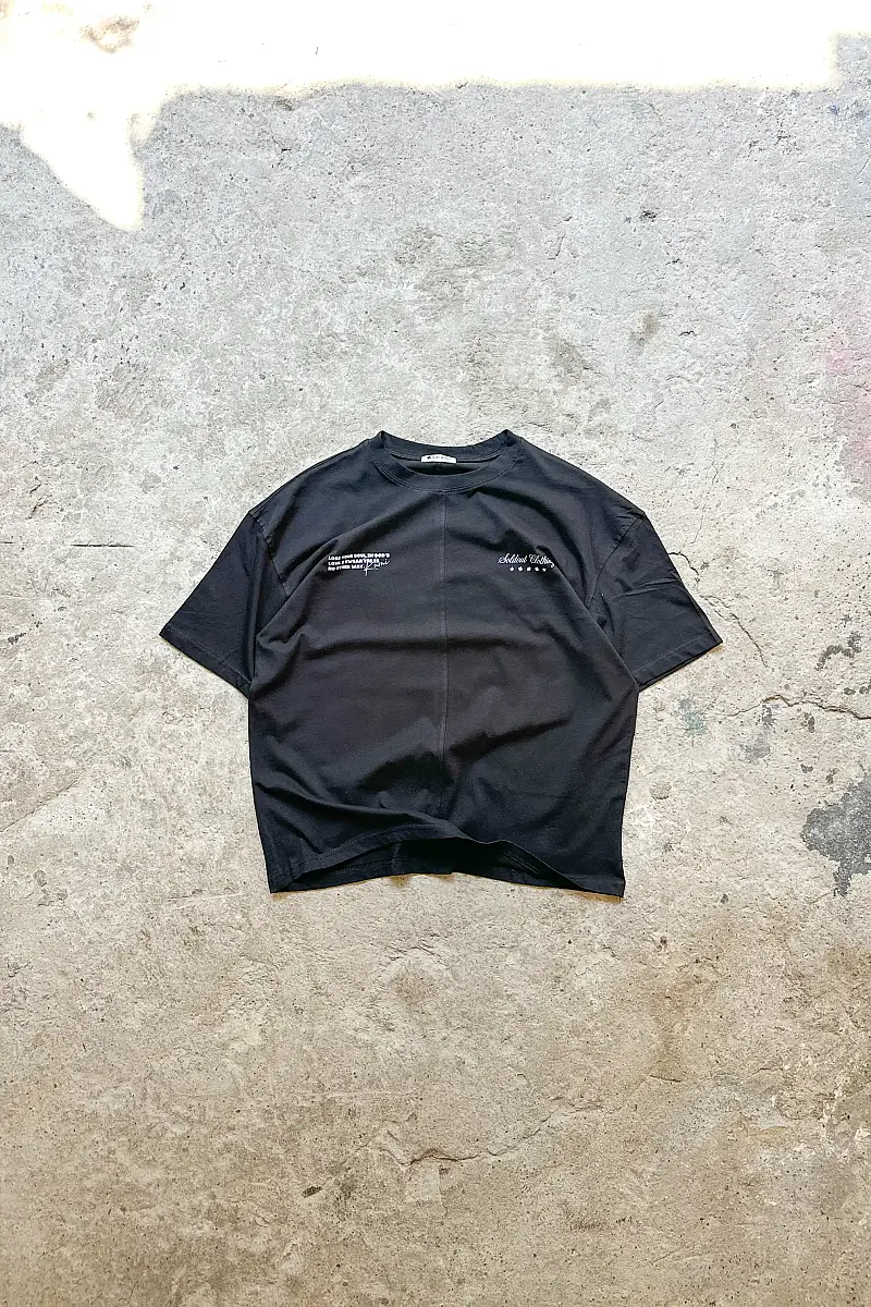 No Other Way Siyah Ortadan Dikişli Oversize Tişört - SOLDOUT (1)