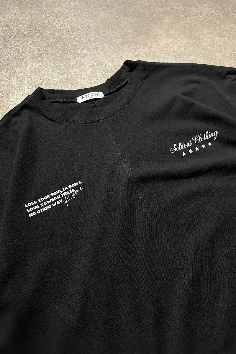 No Other Way Siyah Ortadan Dikişli Oversize Tişört - SOLDOUT (1)