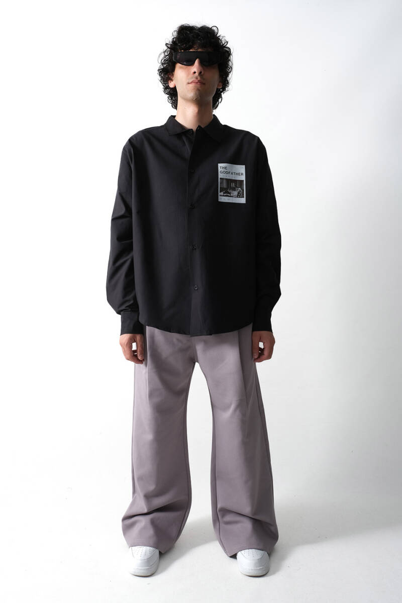 The Godfather Siyah Essential Oversize Gömlek - 5