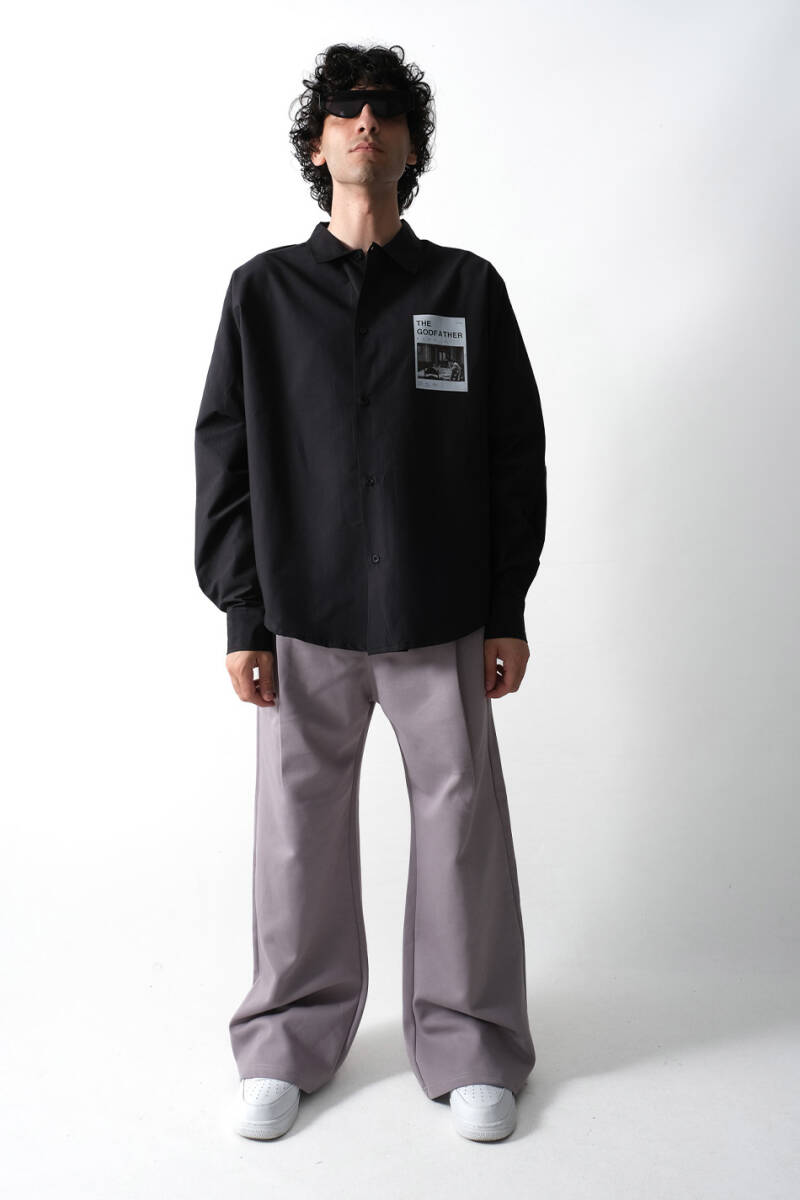 The Godfather Siyah Essential Oversize Gömlek - 8