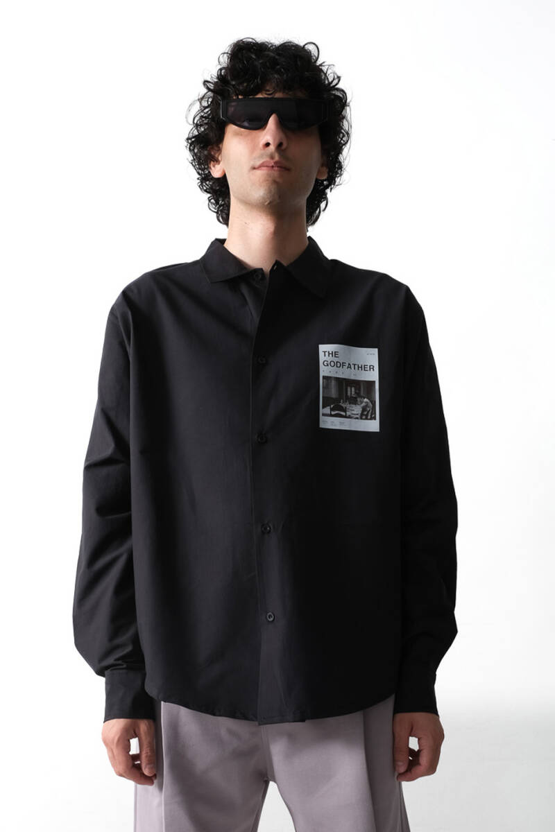 The Godfather Siyah Essential Oversize Gömlek - 1