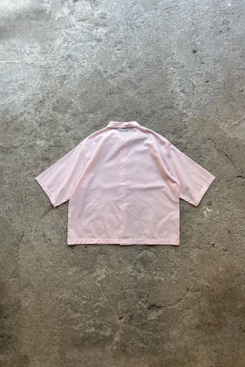 Toz Pembe Yarım Kol Oversize Gömlek - 4