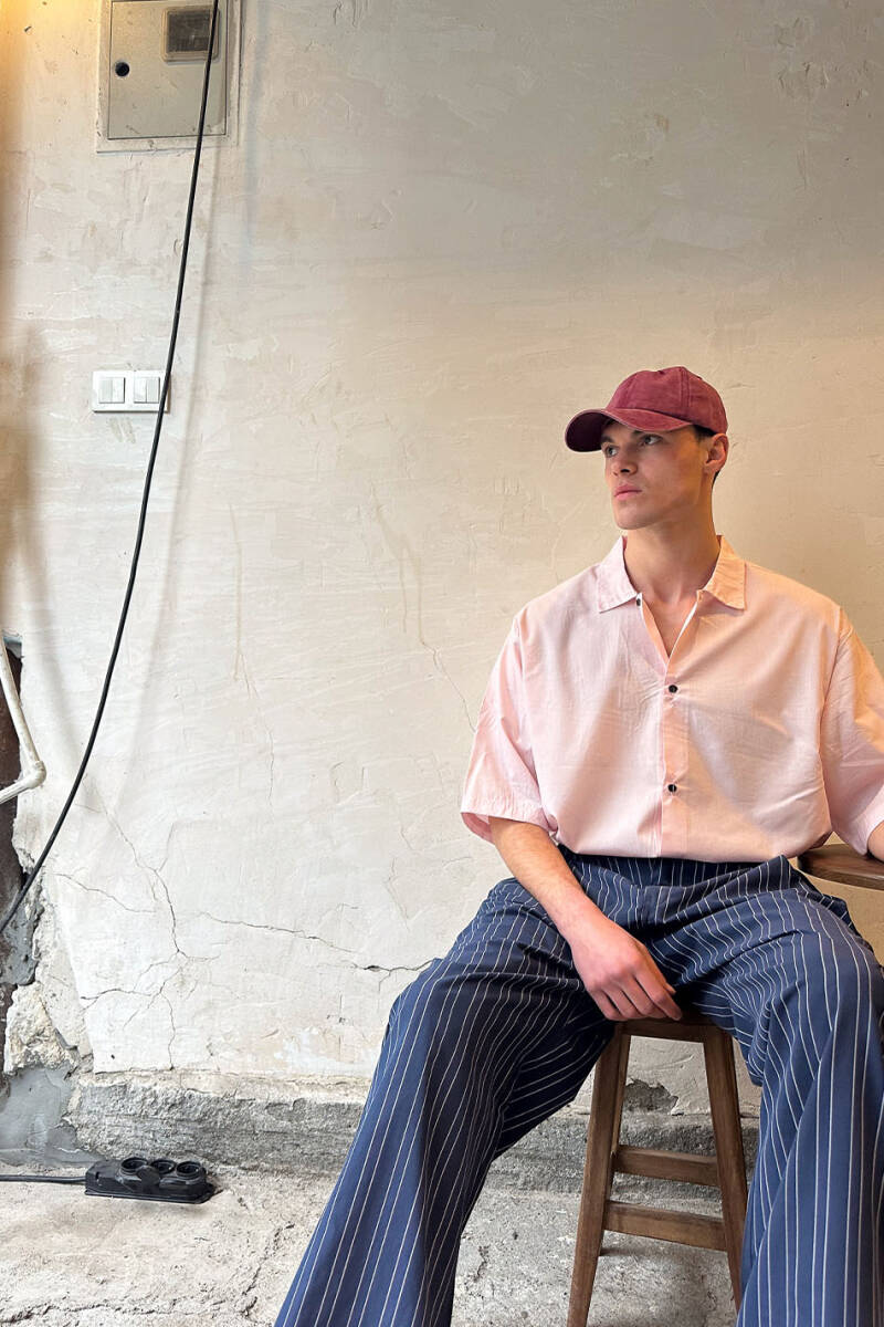 Toz Pembe Yarım Kol Oversize Gömlek - SOLDOUT (1)